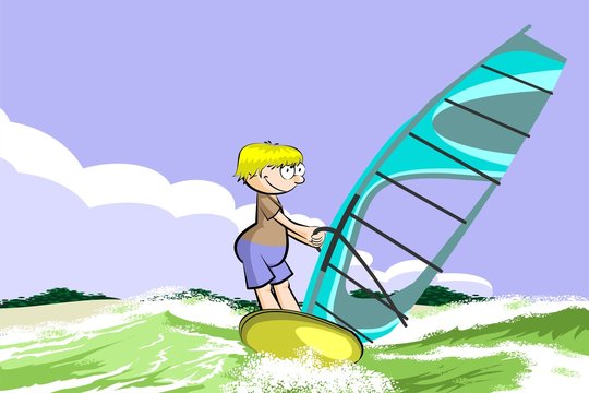 Windsurfing on the beach