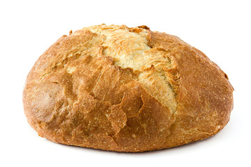Round baked bread isolated

