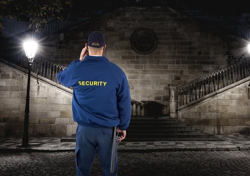 security guard guarding the park at night