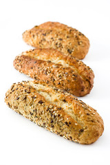 Baked cereal breads isolated on white background

