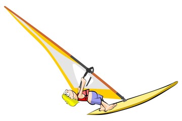 Windsurfing cartoon style isolated