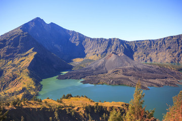 Naklejka na ściany i meble Panorama view of Mountain Rinjani of Indonesia