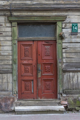 Fototapeta na wymiar Old wooden colored double doors.