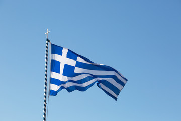 Flag of Greece against the blue sky