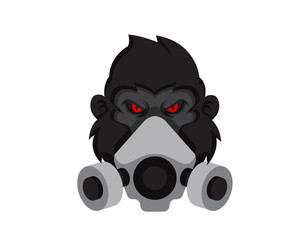 Naklejka premium Nowoczesny goryl na sobie ilustracja Logo maski przeciwtoksycznej zanieczyszczenia