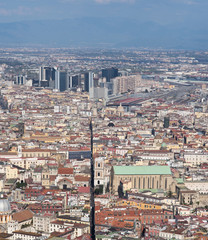 High view from the historic center of Naples