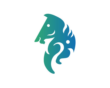 Modern Abstract Aqua Horse Logo