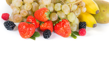 Mix of fruits on a white background