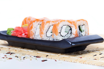 Salmon sushi rolls