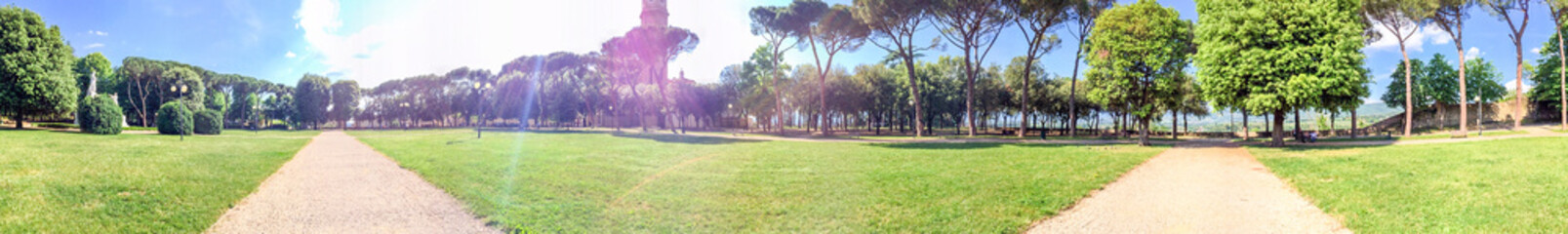 Fototapeta na wymiar Beautiful city park in Arezzo, Tuscany. Panoramic view