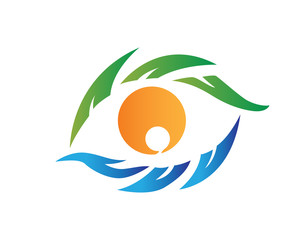 Modern Tropical Summer Logo Forming An Eye Symbol