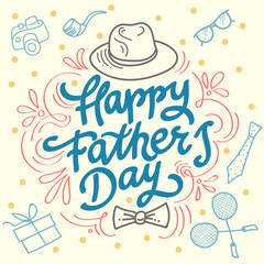 Happy fathers day best dad. Hand made vector illustration