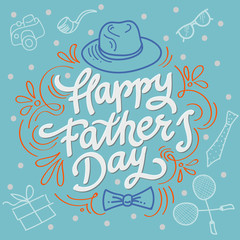 Happy fathers day best dad. Hand made vector illustration