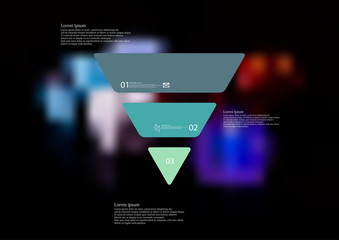 Illustration infographic template with triangle horizontally divided to three standalone color parts