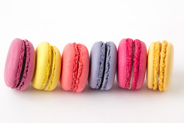 Set of colorful macaroons isolated on white background. Sweet macaroons