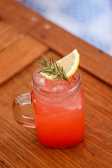 Strawberry soda in tropical