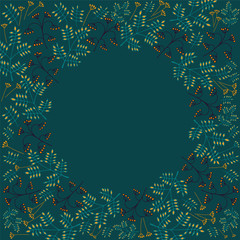 Layout template design with the branches, bushes, leaves,