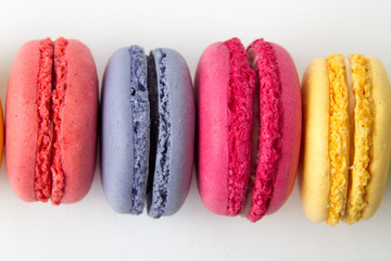Set of colorful macaroons isolated on white background. Sweet macaroons