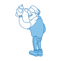 cartoon young guy graffiti with spray vector illustration