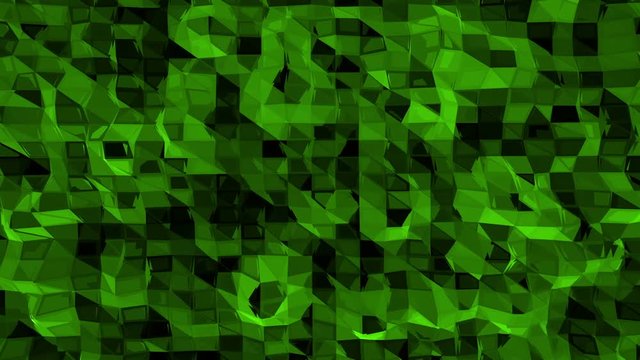 Green low poly background waving. Abstract low poly surface as fantastic relief in stylish low poly design. Polygonal mosaic background with vertex, spikes. Cartoon modern 3D design Free space