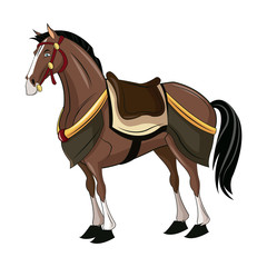 horse of samurai animal warhorse oriental vector illustration,