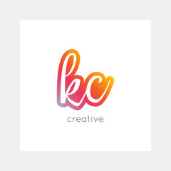 KC logo, vector. Useful as branding, app icon, alphabet combination, clip-art.