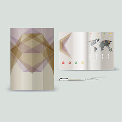 Corporate booklet promotion template with color elements. Vector company brichure business style for advertising, report or guideline. Stationery template with abstract pattern theme illustration.