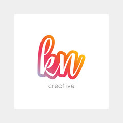 KN logo, vector. Useful as branding, app icon, alphabet combination, clip-art.