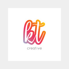 KT logo, vector. Useful as branding, app icon, alphabet combination, clip-art.