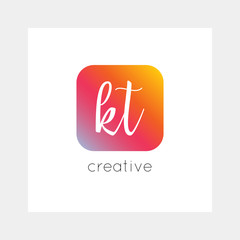 KT logo, vector. Useful as branding, app icon, alphabet combination, clip-art.