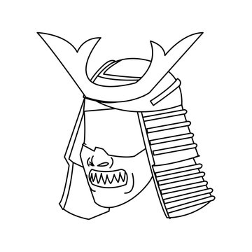 recommend clip art: mask samurai helmet warrior image outline vector illustration