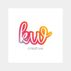 KW logo, vector. Useful as branding, app icon, alphabet combination, clip-art.