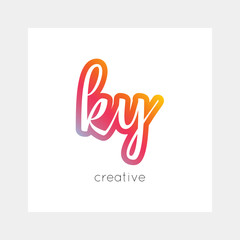 KY logo, vector. Useful as branding, app icon, alphabet combination, clip-art.