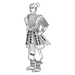 animation asian man to ancient clothes. vector illustration