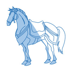 drawing horse of warrior samurai animal vector illustration