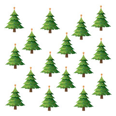 seamless pattern christmas tree pine balls and star decoration vector illustration