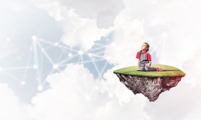 Idea of children Internet communication or online playing and pa