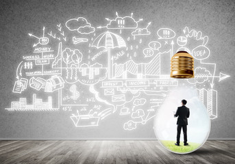 Businessman trapped in bulb