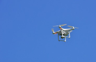 A surveillance drone flying and watching.