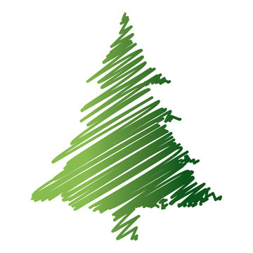 green drawing pine tree christmas ornament image vector illustration