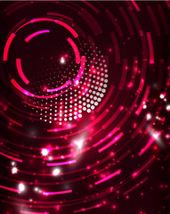 Neon circles abstract background