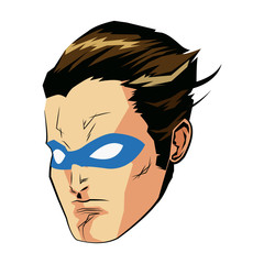 face super hero comic angry expression character vector illustration
