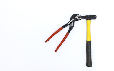 Hammer and parrot beak plier.