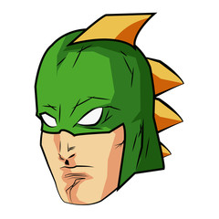 face super hero comic angry expression character vector illustration