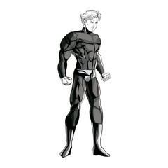 superhero figure standing proud image vector illustration