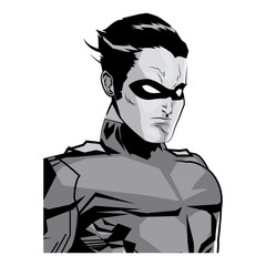 portrait super hero strong male justice symbol vector illustration
