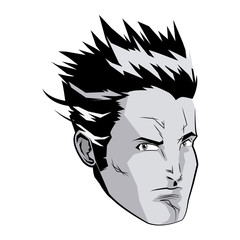 face super hero comic angry expression character vector illustration