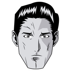 face super hero comic angry expression character vector illustration