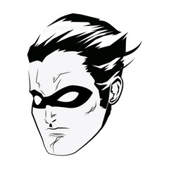 face super hero comic angry expression character vector illustration