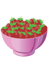 Pink bowl with strawberries